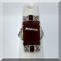 J049. Sterling art deco ring with dark orange stone. Size 5.25 - $85 